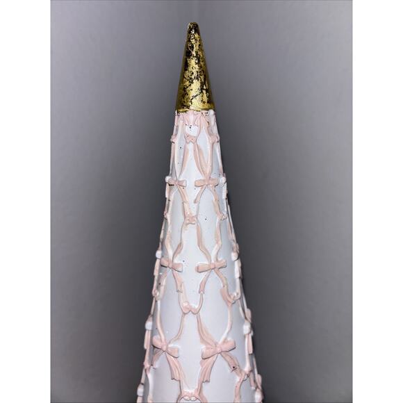 Cupcakes & Cashmere White Christmas Tree With Pink Bow Garland Bows 12” NEW - Picture 3 of 3